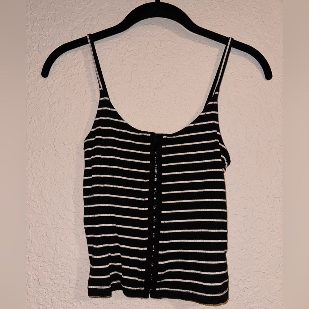 American Eagle Outfitters Black & White Striped Tank Top